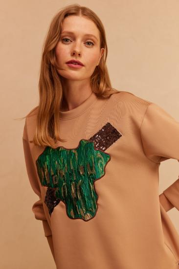 EMBROIDERY SWEAT CAMEL